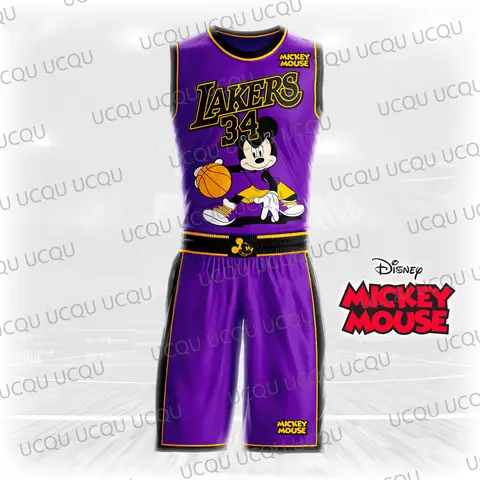 Nuevo Arriavl Basketball x Disney Mickey Mouse diseño especial Jersey de béisbol Kit adultos/niños chaleco sin mangas Jersey de Cosplay de gran tamaño
