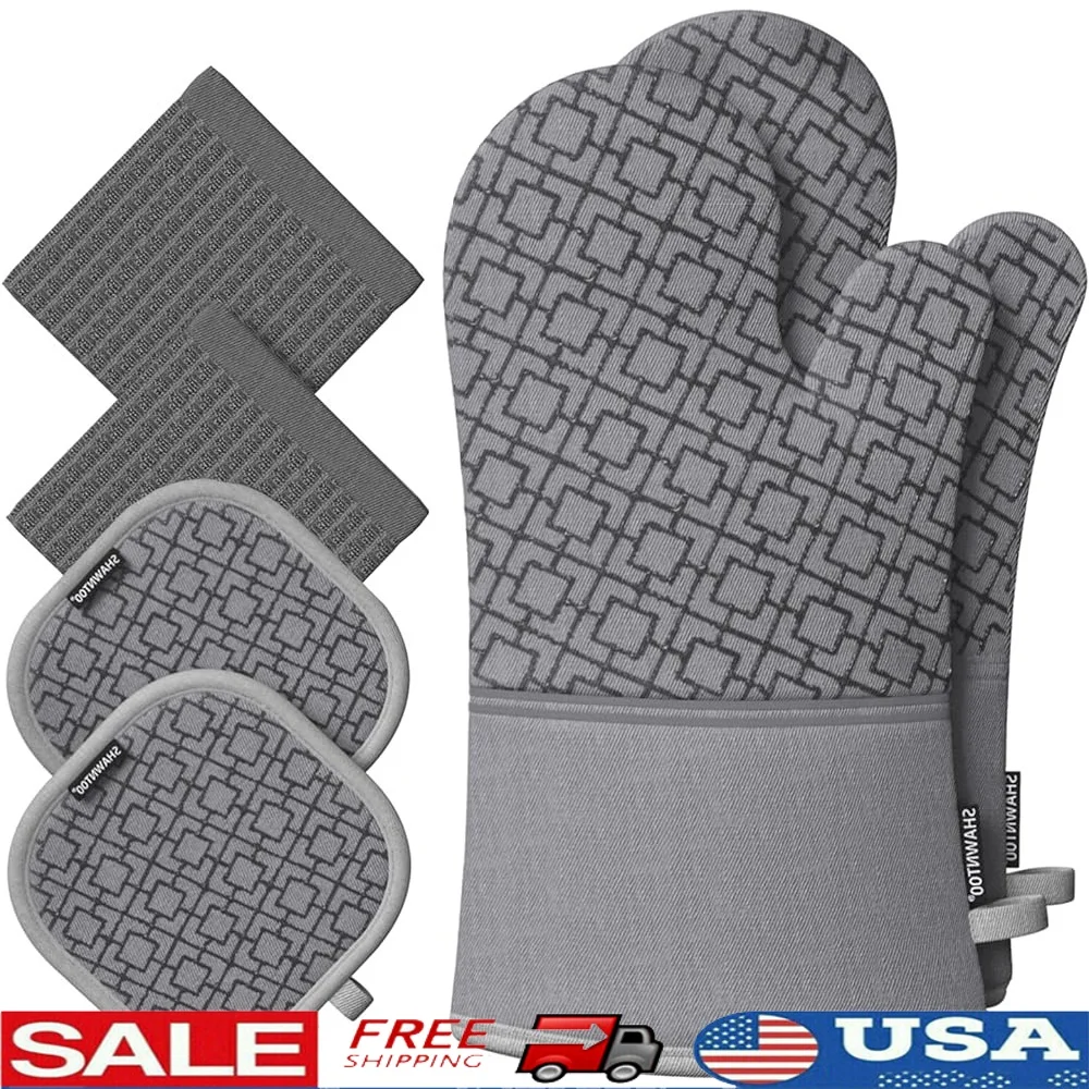 6 Piece Oven Mitts Pot Holders Set Heat Resistant Kitchen Gloves Silicone Non Slip Easy Storage Machine Wash Safe Cooking
6 Piece Oven Mitts Pot Holders Set Heat Resistant Kitchen Gloves Silicone Non Slip Easy Storage Machine Wash Safe Cooking