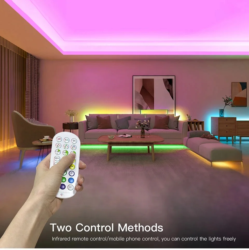 Led Lights Strip Bluetooth Smart Voice Control USB 5V Ribbon Light TV Backlight Led Strip Light with Remote Control Time Setting