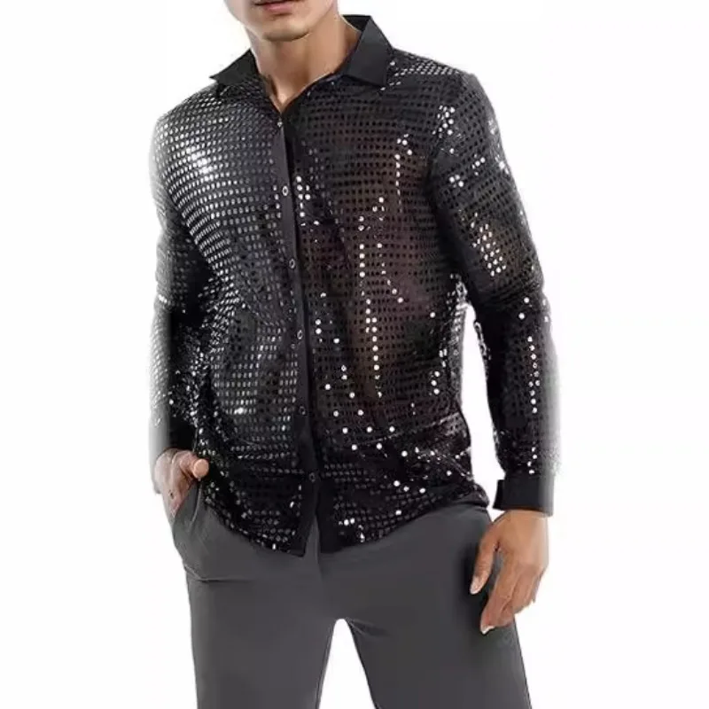 Disco Party Shirt 70s Style Long Sleeve Sparkle Collar Performance Costume In Stock
Disco Party Shirt 70s Style Long Sleeve Sparkle Collar Performance Costume In Stock
