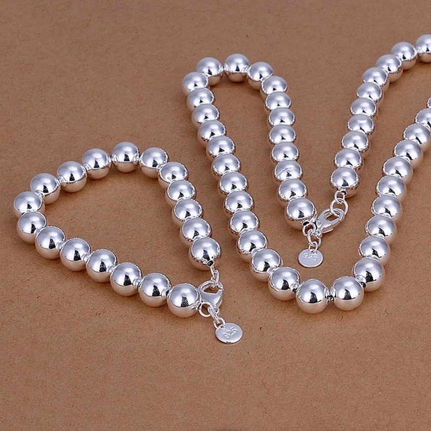 925 Sterling Silver 10mm Chain Bead Necklace Bracelets Hot Christmas Gifts Fashion Men European Style Retro Charm Jewelry Set
925 Sterling Silver 10mm Chain Bead Necklace Bracelets Hot Christmas Gifts Fashion Men European Style Retro Charm Jewelry Set