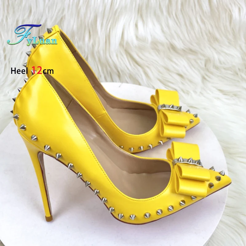 Yellow Rivet Shoes For Women Pointy Toe Party Shoes Designer Fashion Bow Fetish High Heels 8CM 10CM 12CM Brand Lady Party Pumps
Yellow Rivet Shoes For Women Pointy Toe Party Shoes Designer Fashion Bow Fetish High Heels 8CM 10CM 12CM Brand Lady Party Pumps