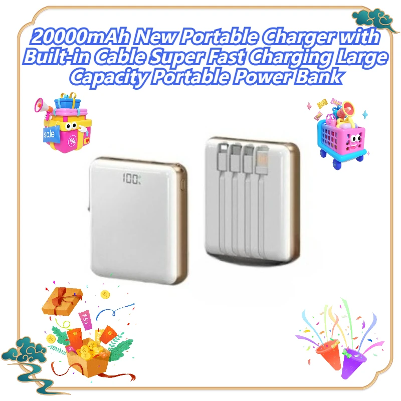 20000mAh New Portable Charger with Built-in Cable Super Fast Charging Large Capacity Portable Power Bank
20000mAh New Portable Charger with Built-in Cable Super Fast Charging Large Capacity Portable Power Bank