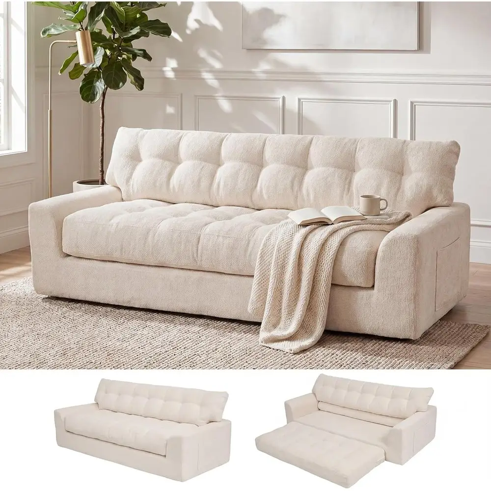 Convertible 3-Seat Sofa Bed with Storage, 2-in-1 Sleeper Couch, Comfortable Chenille Fabric, Living Room Furniture, No Assembly
Convertible 3-Seat Sofa Bed with Storage, 2-in-1 Sleeper Couch, Comfortable Chenille Fabric, Living Room Furniture, No Assembly