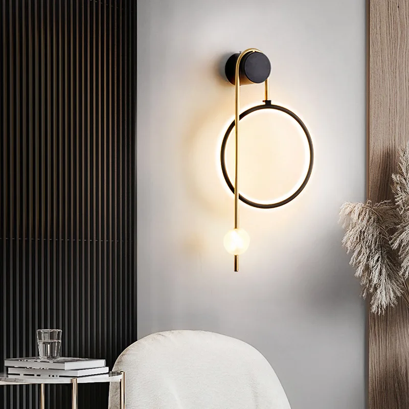 Nordic wall lamp simple designer ring light background wall glass ball lamp creative aisle bedroom bedside wall lights
Nordic wall lamp simple designer ring light background wall glass ball lamp creative aisle bedroom bedside wall lights