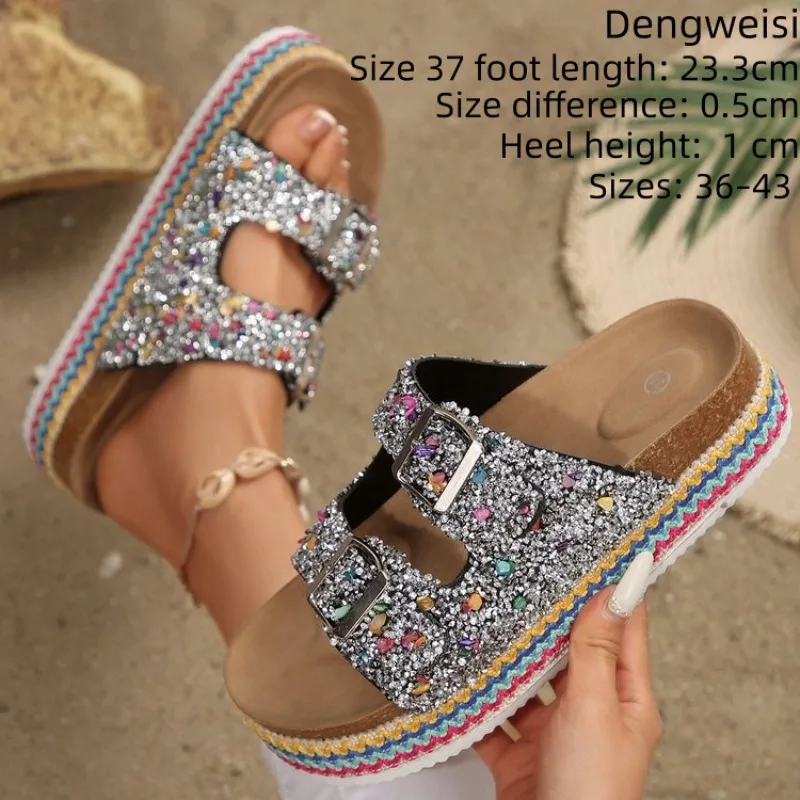 Fashion Platform Wedge Women's Sandals Rhinestone Double Buckle Beach Women's Slippers Bohemian Woman's Shoes Босоножки Женские
Fashion Platform Wedge Women's Sandals Rhinestone Double Buckle Beach Women's Slippers Bohemian Woman's Shoes Босоножки Женские