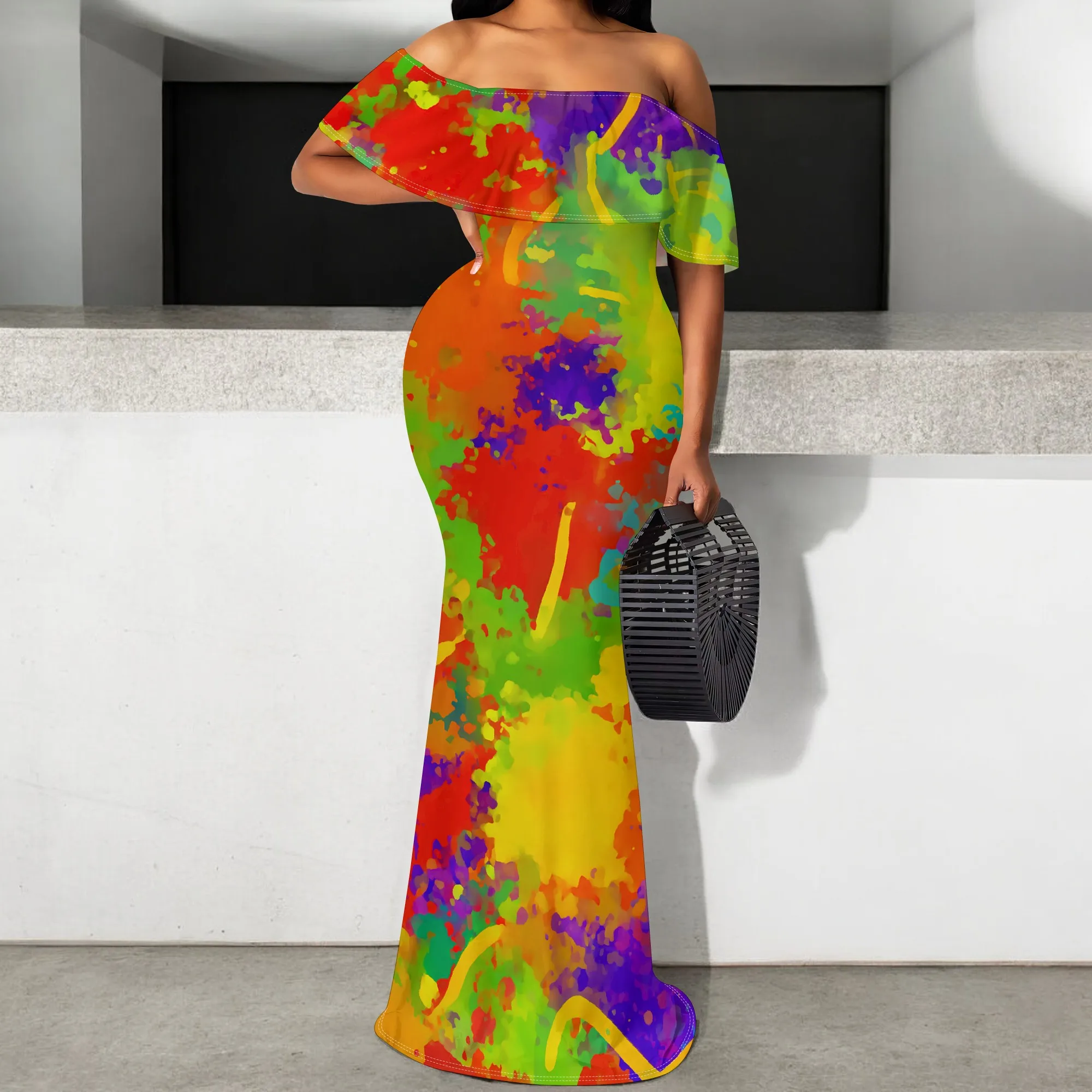 Colorful Women's Off-Shoulder Maxi Dress 2025 New Arrival Abstract Splash Paint Summer Party Dress S-3XL
Colorful Women's Off-Shoulder Maxi Dress 2025 New Arrival Abstract Splash Paint Summer Party Dress S-3XL