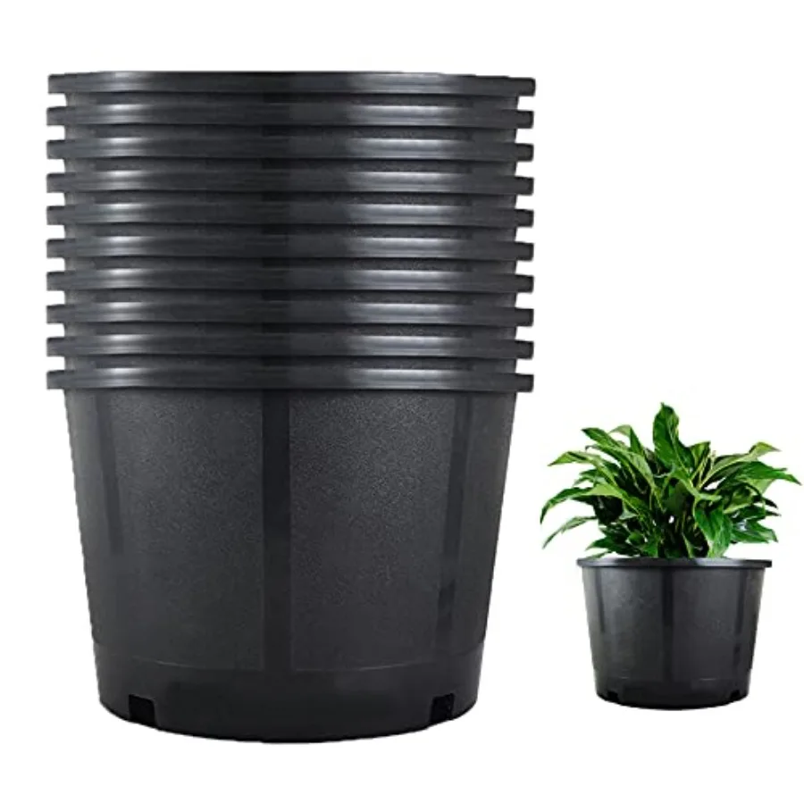 Outdoor indoor plant pots, black plastic injection molded nursery containers with drainage holes, 10-pack for seedlings, vegeta
Outdoor indoor plant pots, black plastic injection molded nursery containers with drainage holes, 10-pack for seedlings, vegeta
