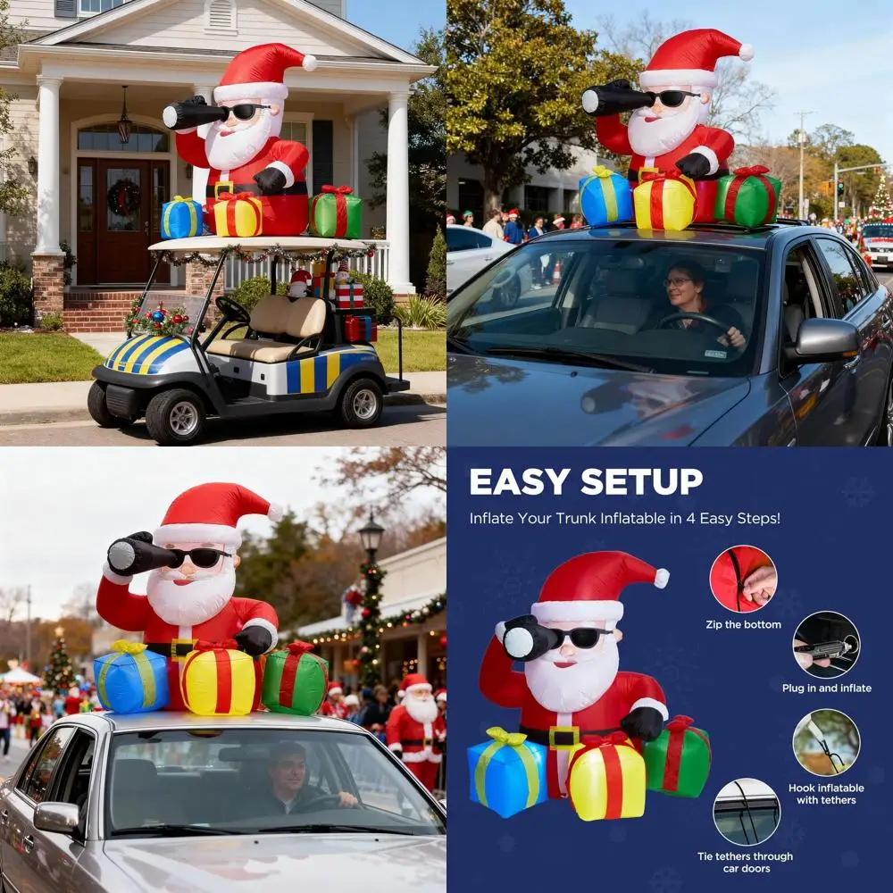 5-Foot Inflatable Santa with Telescope & Lighted Gifts, Rooftop Christmas Decor for Vehicles and Lawn
5-Foot Inflatable Santa with Telescope & Lighted Gifts, Rooftop Christmas Decor for Vehicles and Lawn