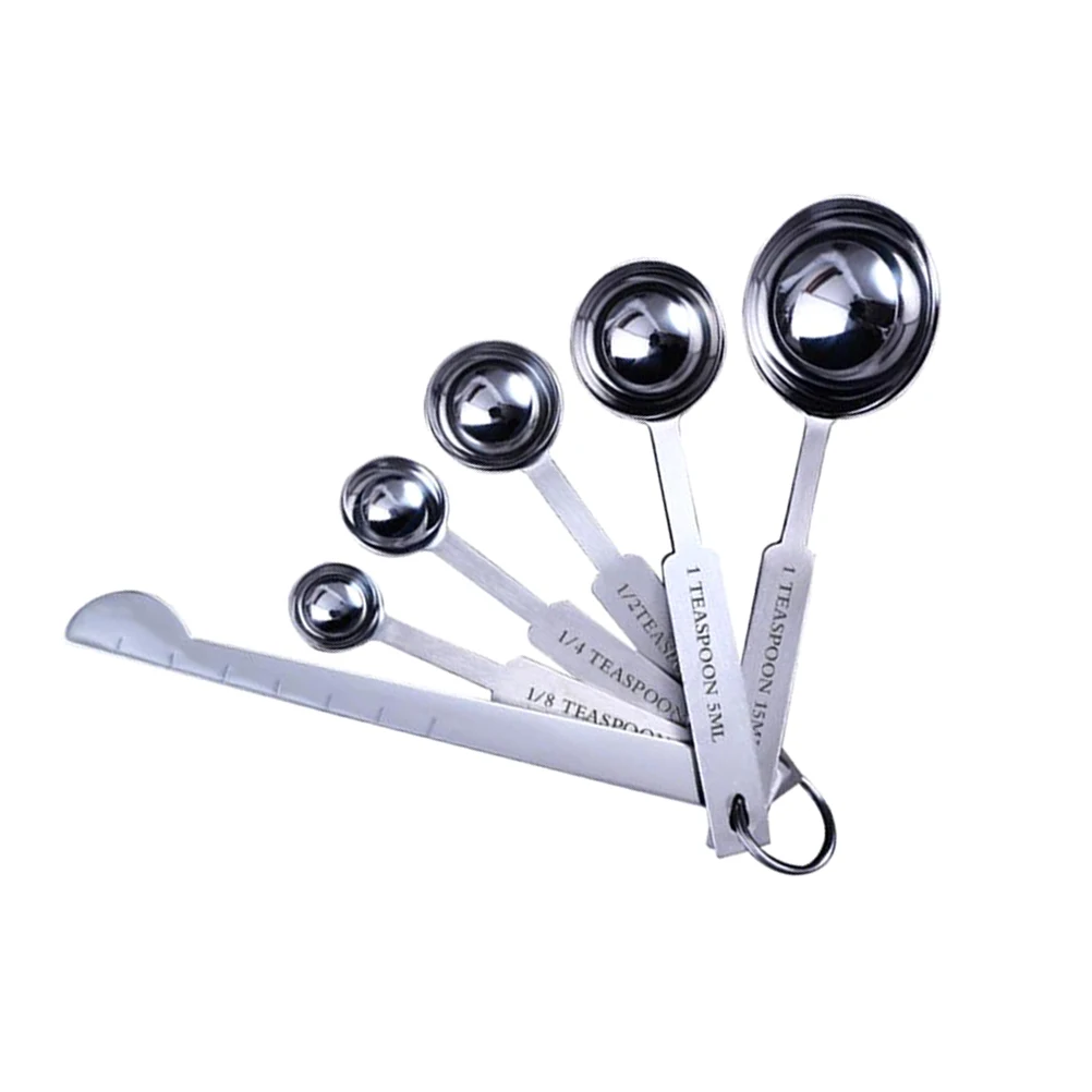 6pcs Stainless Steel Measuring Spoon Set Silicon Handles Kitchen Utensils Cooking Baking Coffee Tea Easy Clean Ring
6pcs Stainless Steel Measuring Spoon Set Silicon Handles Kitchen Utensils Cooking Baking Coffee Tea Easy Clean Ring