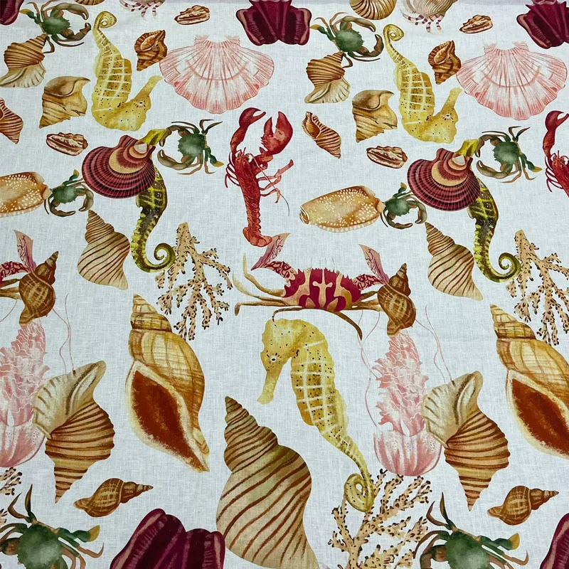 Стиль отпуска, морской конек/раковина/краб, натуральный льняной материал, ткань для женского платья/блузки, ткань «сделай сам», швейный материал
Стиль отпуска, морской конек/раковина/краб, натуральный льняной материал, ткань для женского платья/блузки, ткань «сделай сам», швейный материал