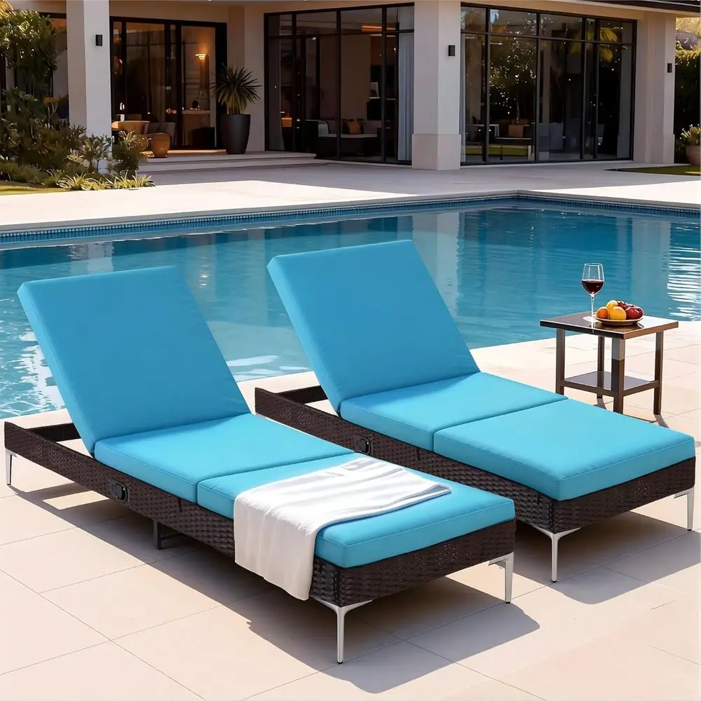 Outdoor Lounge Chairs Set o 2, Patio Wicker Chaise Lounge with Removable Cushion, Rattan Pool Suthing Recliners with Adjustable
Outdoor Lounge Chairs Set o 2, Patio Wicker Chaise Lounge with Removable Cushion, Rattan Pool Suthing Recliners with Adjustable