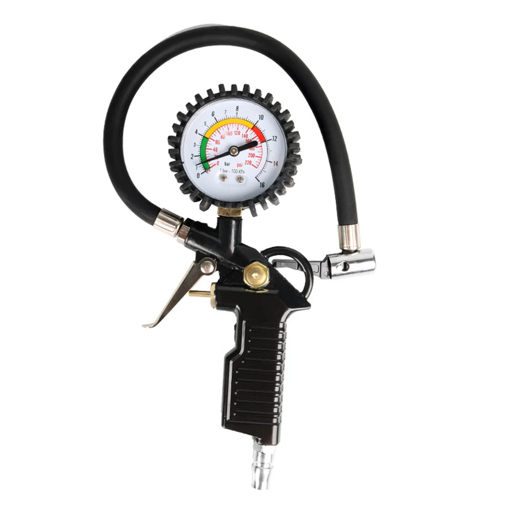 Tire Pressure Gauge 220 Psi Heavy Duty Metal Mechanical With Rubber Hose For Car Truck Motorcycle Vehicle Repair Tool 
Tire Pressure Gauge 220 Psi Heavy Duty Metal Mechanical With Rubber Hose For Car Truck Motorcycle Vehicle Repair Tool