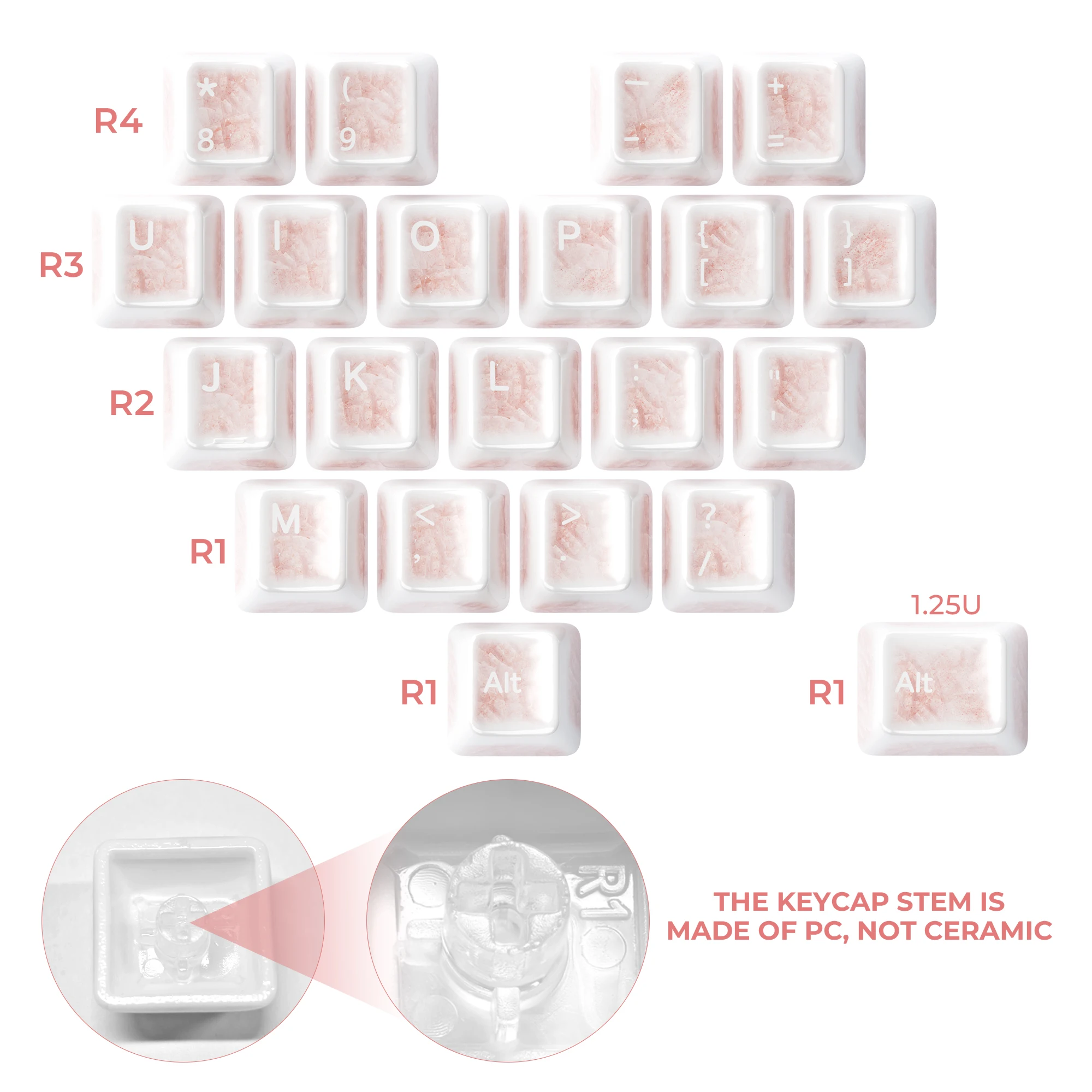 XVX Crazed Heart Ceramic Keycaps 21-Key Cherry Profile Keycap Set Light Pink
XVX Crazed Heart Ceramic Keycaps 21-Key Cherry Profile Keycap Set Light Pink