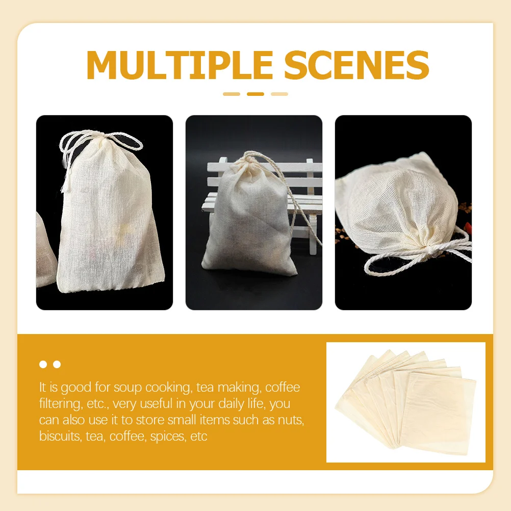 50Pcs Drawstring Filter Bags Reusable Cotton Gauze Pouch for Cooking Straining Tea Spice Storage Soup Infusion
50Pcs Drawstring Filter Bags Reusable Cotton Gauze Pouch for Cooking Straining Tea Spice Storage Soup Infusion