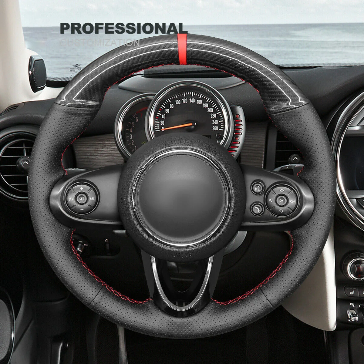 DIY Hand Stitch Leather PU Carbon Fiber Steering Wheel Cover For Mini Clubman (with Bulges) Car Accessories
DIY Hand Stitch Leather PU Carbon Fiber Steering Wheel Cover For Mini Clubman (with Bulges) Car Accessories