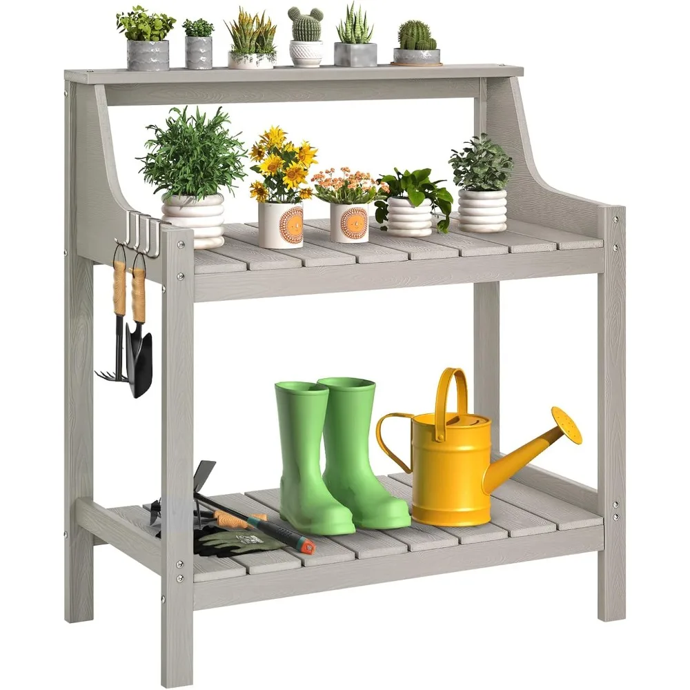 Potting Bench Table, HDPS Potting Bench with 4 Side Hooks, All-Weather Garden Table Work Station, Outdoor Potting Table
Potting Bench Table, HDPS Potting Bench with 4 Side Hooks, All-Weather Garden Table Work Station, Outdoor Potting Table