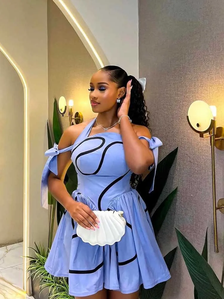 Summer Wear for Women Hot Sexy Short Dresses Off The Shoulder Elegant Halter Evening Dress High Waist Pleated Dress with Print
Summer Wear for Women Hot Sexy Short Dresses Off The Shoulder Elegant Halter Evening Dress High Waist Pleated Dress with Print