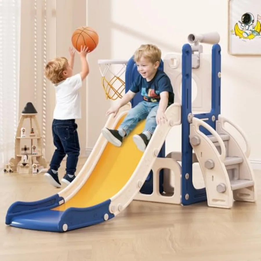 Toddler Slide 6 in 1 Indoor Slide for Toddlers 1-3 Baby Indoor and Outdoor Climber Playset Slide with Basketball Hoop and Teles
Toddler Slide 6 in 1 Indoor Slide for Toddlers 1-3 Baby Indoor and Outdoor Climber Playset Slide with Basketball Hoop and Teles