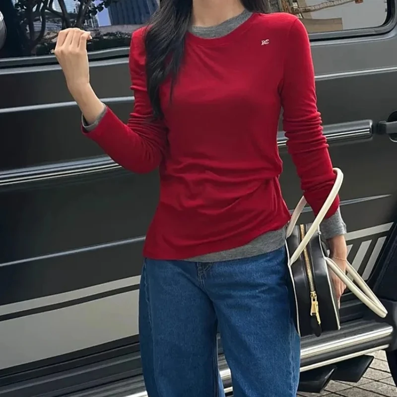 Женская футболка с длинными рукавами и вышивкой букв, нерегулярная эластичная футболка с круглым вырезом, весна 2026
Женская футболка с длинными рукавами и вышивкой букв, нерегулярная эластичная футболка с круглым вырезом, весна 2026