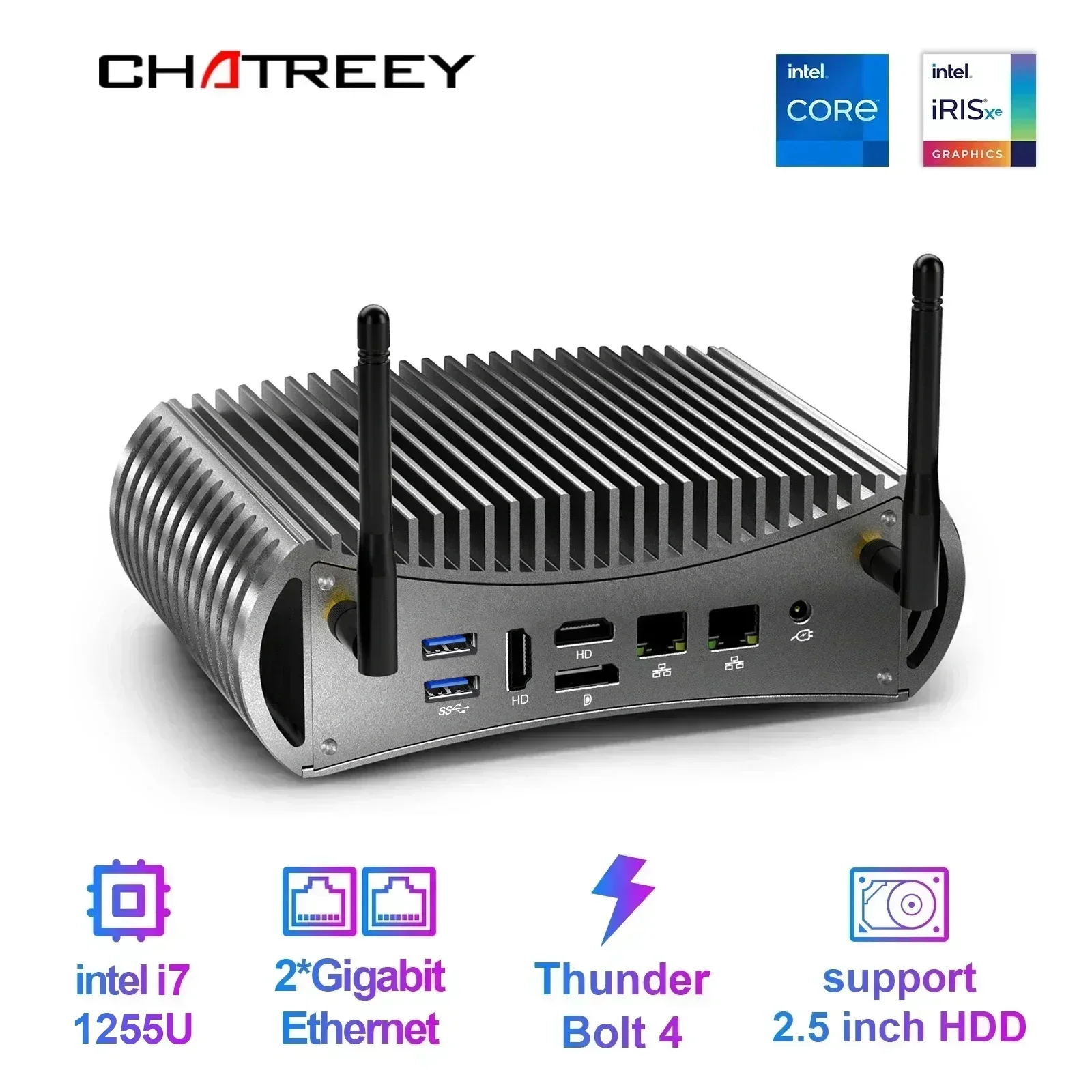 Chatreey TK12- F Intel i5 1235U i7 1255U Fanless Mini PC Gaming Desktop Computer 3x4K@60GHZ Output Support NVME SSD
Chatreey TK12- F Intel i5 1235U i7 1255U Fanless Mini PC Gaming Desktop Computer 3x4K@60GHZ Output Support NVME SSD