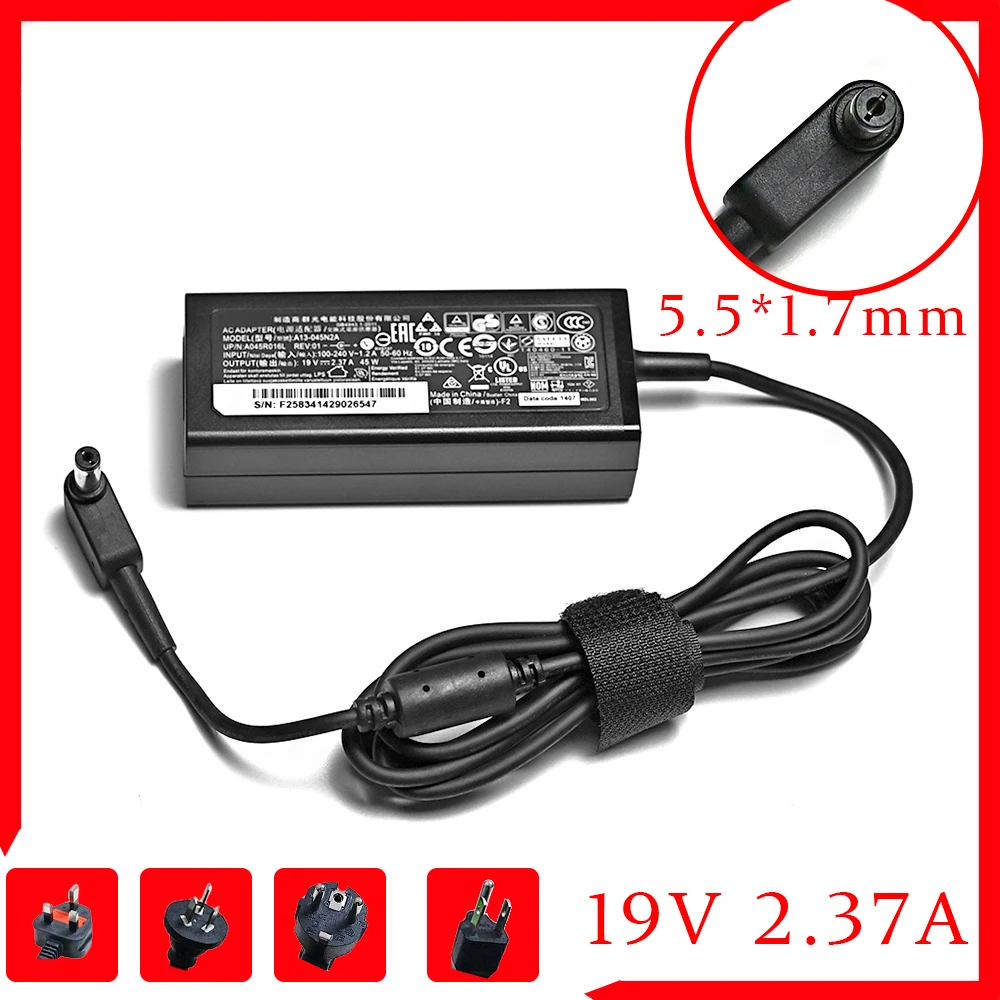 19V 2.37A 5.5*1.7MM 45W Laptop Adapter Charger For Acer Aspire 3 A314-31 A515-51-3509 E5-573-516D Series Notebook Power Supply
19V 2.37A 5.5*1.7MM 45W Laptop Adapter Charger For Acer Aspire 3 A314-31 A515-51-3509 E5-573-516D Series Notebook Power Supply