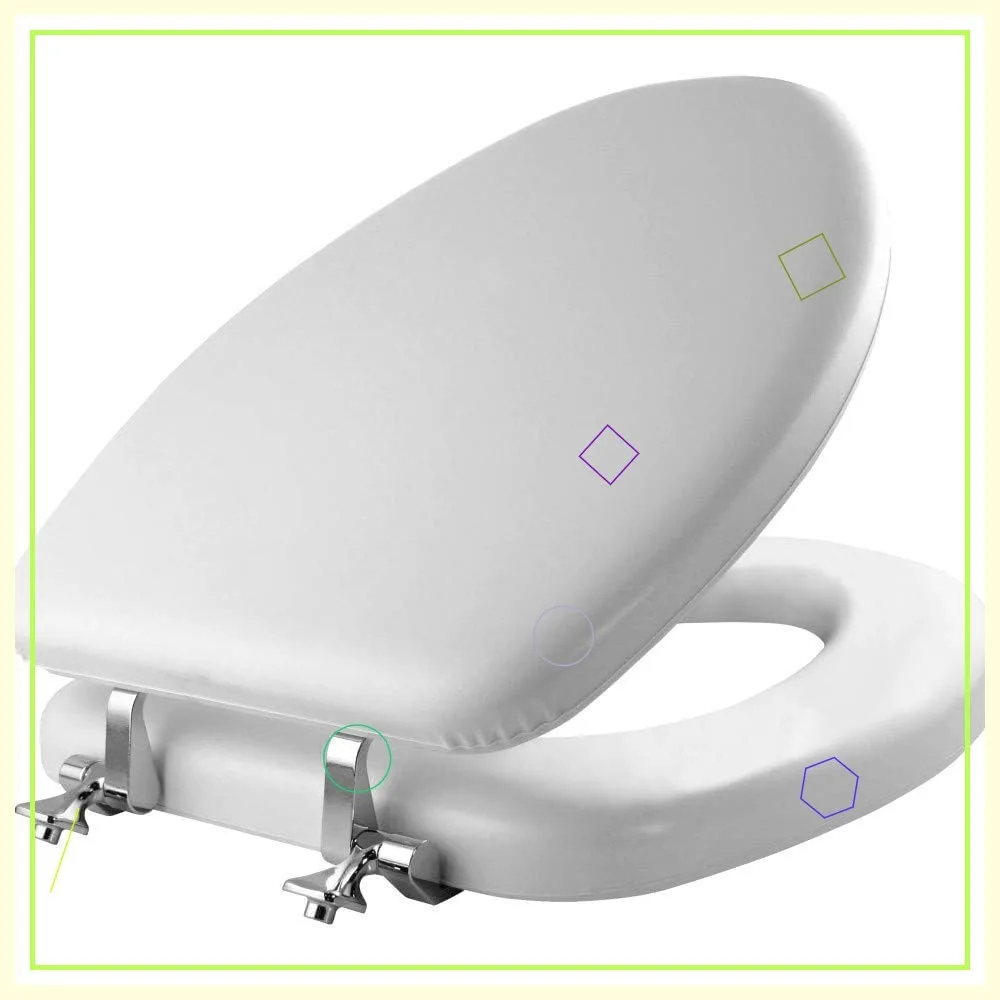 Soft Vinyl Elongated Toilet Seat with Chrome Hinges, Made in USA, White for Comfort and Durability
Soft Vinyl Elongated Toilet Seat with Chrome Hinges, Made in USA, White for Comfort and Durability