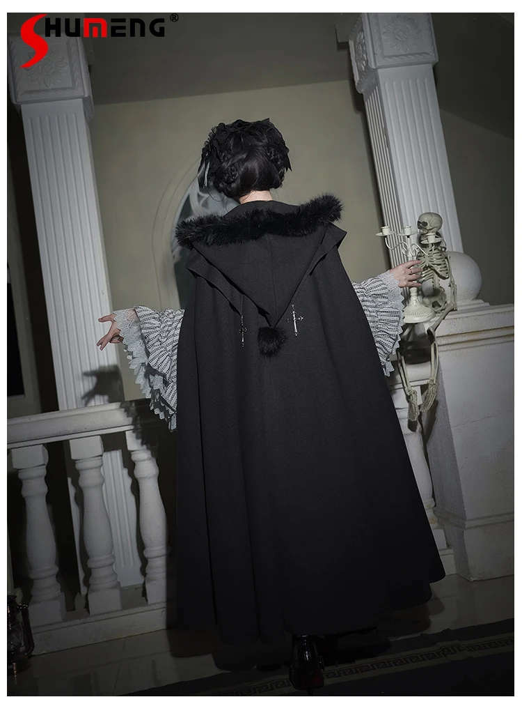 Хэллоуин, потому что черный готический длинный плащ с капюшоном, осенне-зимняя женская длинная куртка, элегантная французская ретро накидка в стиле Лолиты, пончо
Хэллоуин, потому что черный готический длинный плащ с капюшоном, осенне-зимняя женская длинная куртка, элегантная французская ретро накидка в стиле Лолиты, пончо