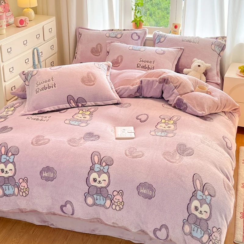 1PC Purple "Sweet Rabbit" Heart Hello Flannel Duvet Cover, Cute Pattern Soft Bedding for Bedroom Decor
1PC Purple "Sweet Rabbit" Heart Hello Flannel Duvet Cover, Cute Pattern Soft Bedding for Bedroom Decor