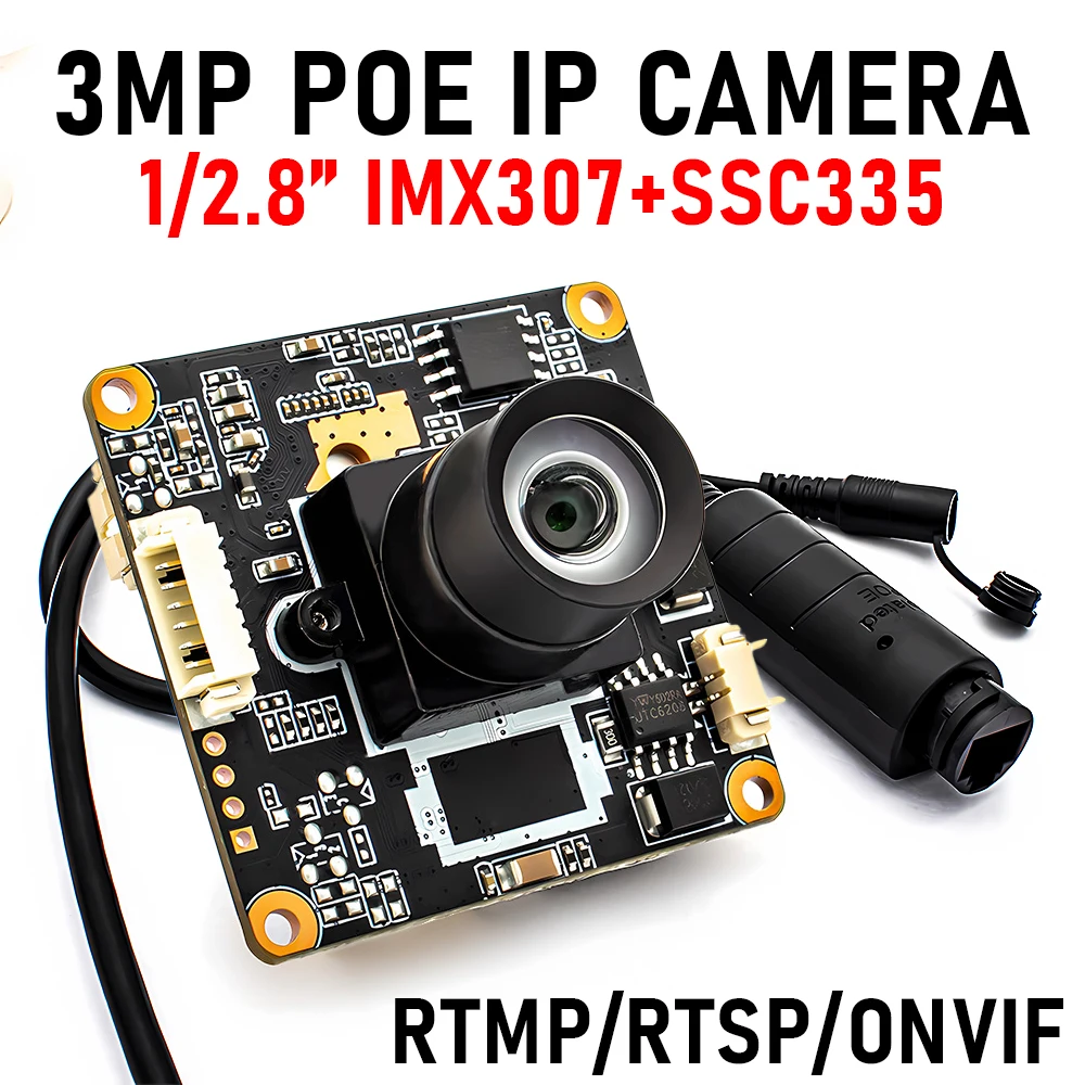 3MP POE IP Camera Module 1/2.8" IMX307 SSC335 25fps With No Distortion M12 Lens RTMP RTSP ONVIF Video Board for Machine Vision
3MP POE IP Camera Module 1/2.8" IMX307 SSC335 25fps With No Distortion M12 Lens RTMP RTSP ONVIF Video Board for Machine Vision