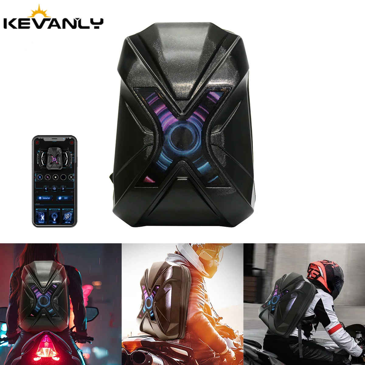 LED Backpack Large Capacity LOY DIY Programmable X Shape LED Screen Cycling Bag Motorcycle Bicycle Helmet Storage Bag Hard Shell
LED Backpack Large Capacity LOY DIY Programmable X Shape LED Screen Cycling Bag Motorcycle Bicycle Helmet Storage Bag Hard Shell