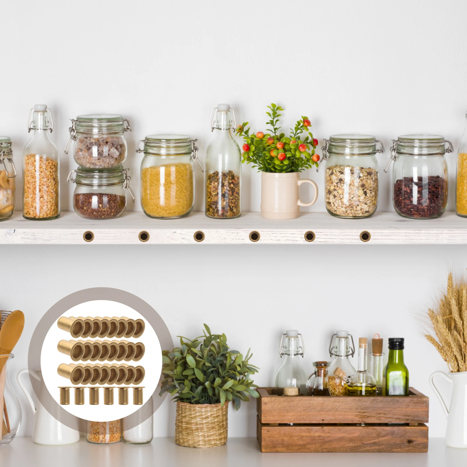 COOLHIYA 30pcs 6mm Shelf Support Pegs Copper Rivet Pins for Cabinets Bookshelves No Drilling Easy Installation
COOLHIYA 30pcs 6mm Shelf Support Pegs Copper Rivet Pins for Cabinets Bookshelves No Drilling Easy Installation