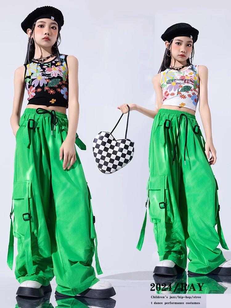 Summer Girls Jazz Costume Hip Hop Dance Clothes Green Cargo Pants Ballroom Dance Practice Wear Kpop Performance Clothing BL13410
Summer Girls Jazz Costume Hip Hop Dance Clothes Green Cargo Pants Ballroom Dance Practice Wear Kpop Performance Clothing BL13410
