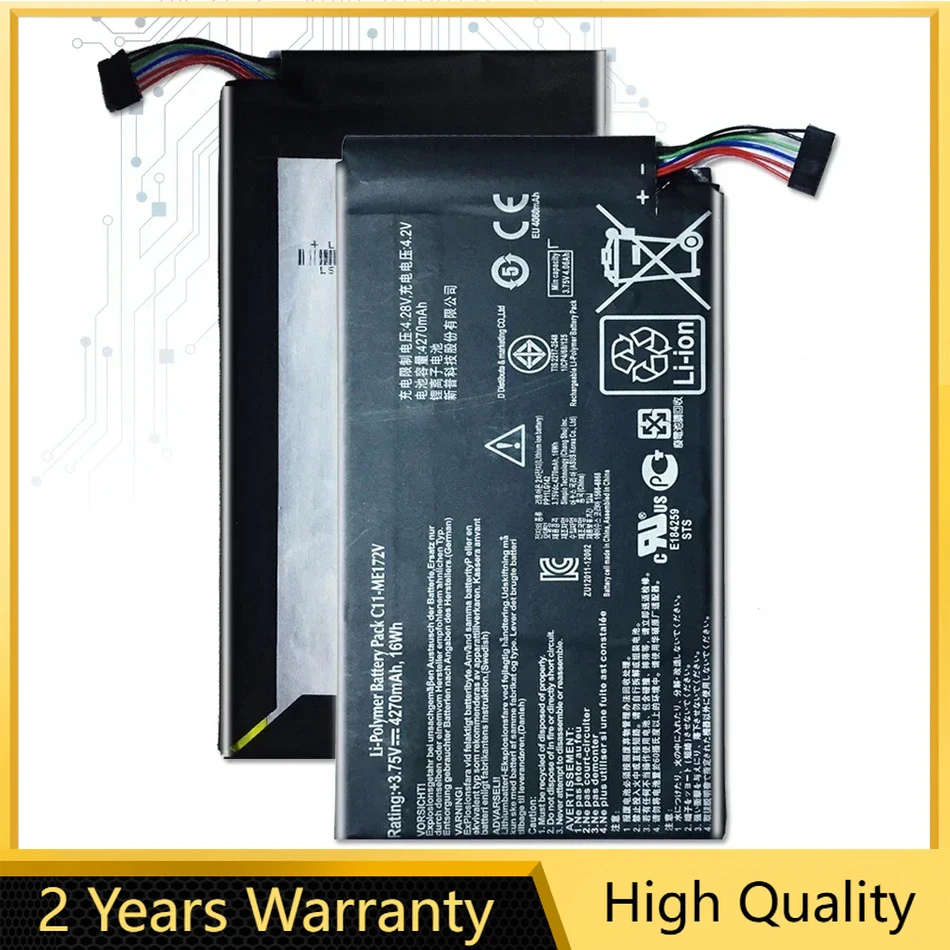 Replacement Li-Polymer Battery For Asus MeMo Pad, ME172V, ME172, K004, ME371MG, ME371 , 4270mAh, C11-ME172V
Replacement Li-Polymer Battery For Asus MeMo Pad, ME172V, ME172, K004, ME371MG, ME371 , 4270mAh, C11-ME172V