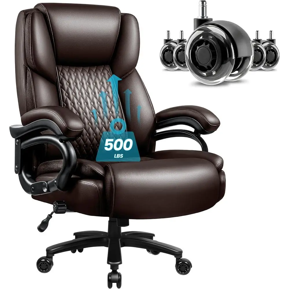 Ergonomic PU Leather Executive Chair, 500 lbs Capacity, Lumbar Support, Quiet Wheels, Ideal for Heavy Duty Use, Brown
Ergonomic PU Leather Executive Chair, 500 lbs Capacity, Lumbar Support, Quiet Wheels, Ideal for Heavy Duty Use, Brown