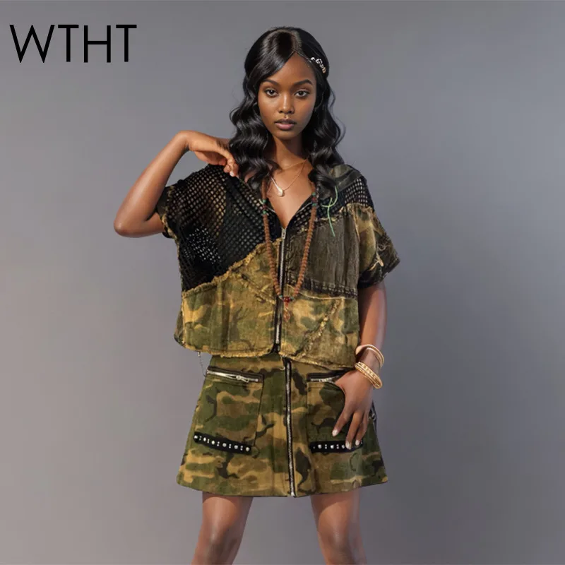 WTHT New Fashion Women's Camouflage Spliced Mesh Hooded Short Sleeves Tops High Waist A-line Skirt Female 2025 Summer 1LS1982
WTHT New Fashion Women's Camouflage Spliced Mesh Hooded Short Sleeves Tops High Waist A-line Skirt Female 2025 Summer 1LS1982