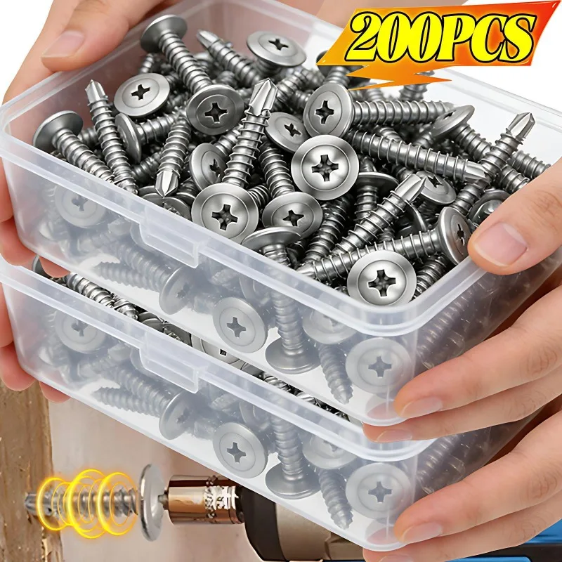 200/20PCS Stainless Steel Cross Plate Head Drill Tail Screws Large Flat Head Self Tapping Phillips Screw Fastener Hardware DIY
200/20PCS Stainless Steel Cross Plate Head Drill Tail Screws Large Flat Head Self Tapping Phillips Screw Fastener Hardware DIY