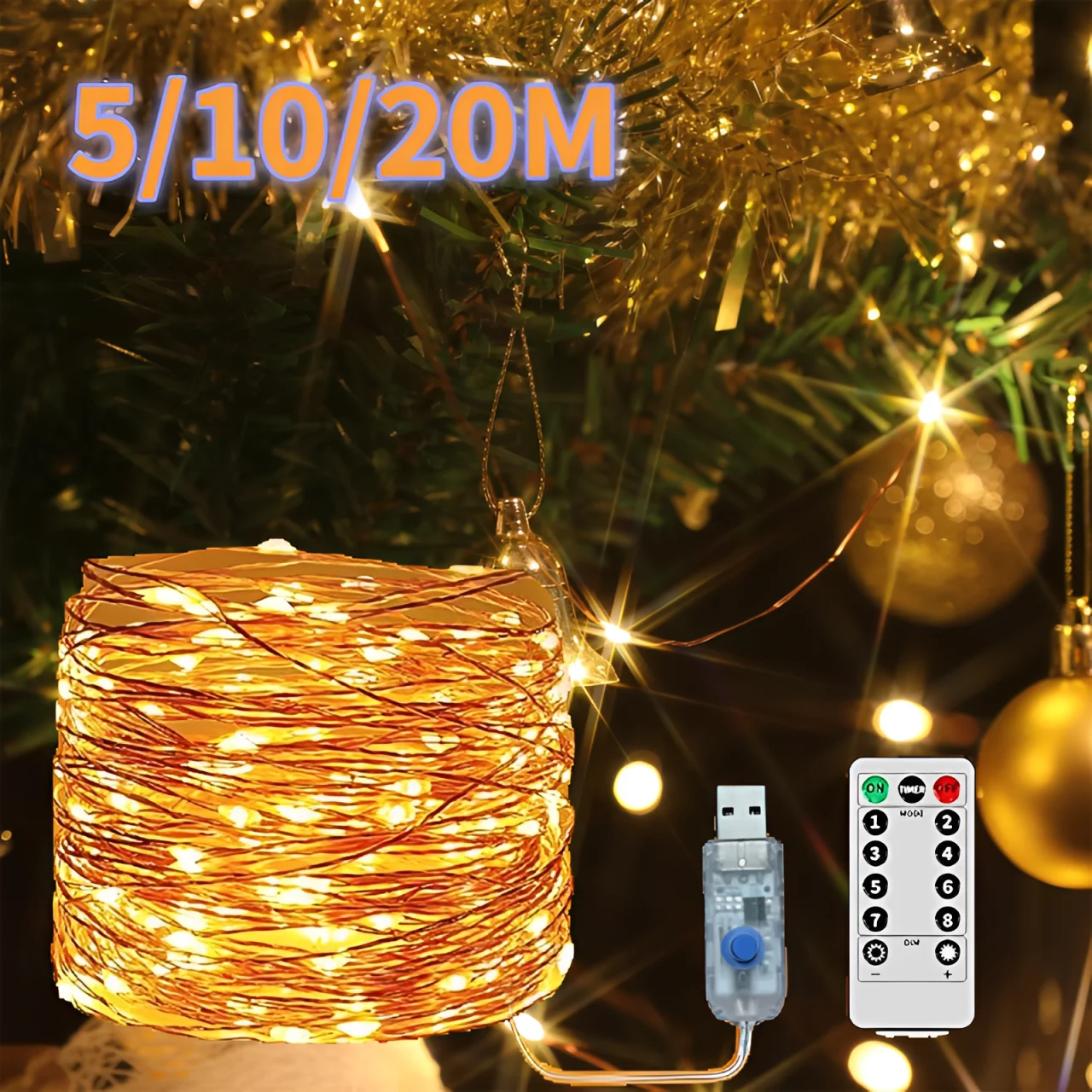 1 set of waterproof 200-light LED string lights, 8 lighting modes, USB charging, colorful lights for wedding and party decoratio
1 set of waterproof 200-light LED string lights, 8 lighting modes, USB charging, colorful lights for wedding and party decoratio