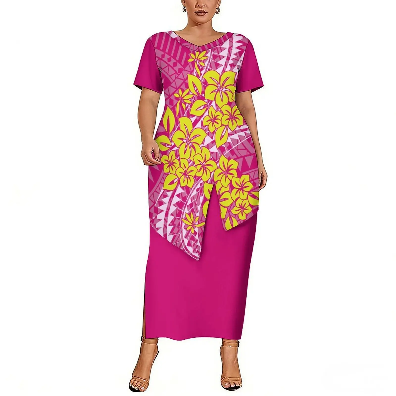 Summer Custom Printed Women'S Short-Sleeved Fitted V-Neck Belted Skirt With Flared Hem. Wholesale From Polynesia
Summer Custom Printed Women'S Short-Sleeved Fitted V-Neck Belted Skirt With Flared Hem. Wholesale From Polynesia