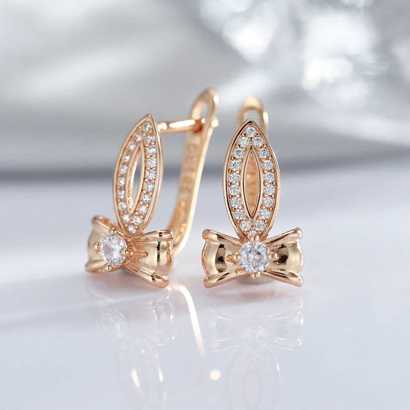 585 Rose Gold Micro Inlay Zircon Clip Earrings Stone Natural Metal Handmade Bow Fashion Party Jewelry Fine Women Drop Earrings
585 Rose Gold Micro Inlay Zircon Clip Earrings Stone Natural Metal Handmade Bow Fashion Party Jewelry Fine Women Drop Earrings