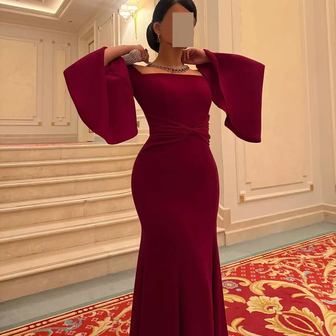 Off Shoulder Evening Dress with Bell Sleeves and Bodycon Silhouette Floor Length Elegant Party Dress Formal Gown
Off Shoulder Evening Dress with Bell Sleeves and Bodycon Silhouette Floor Length Elegant Party Dress Formal Gown