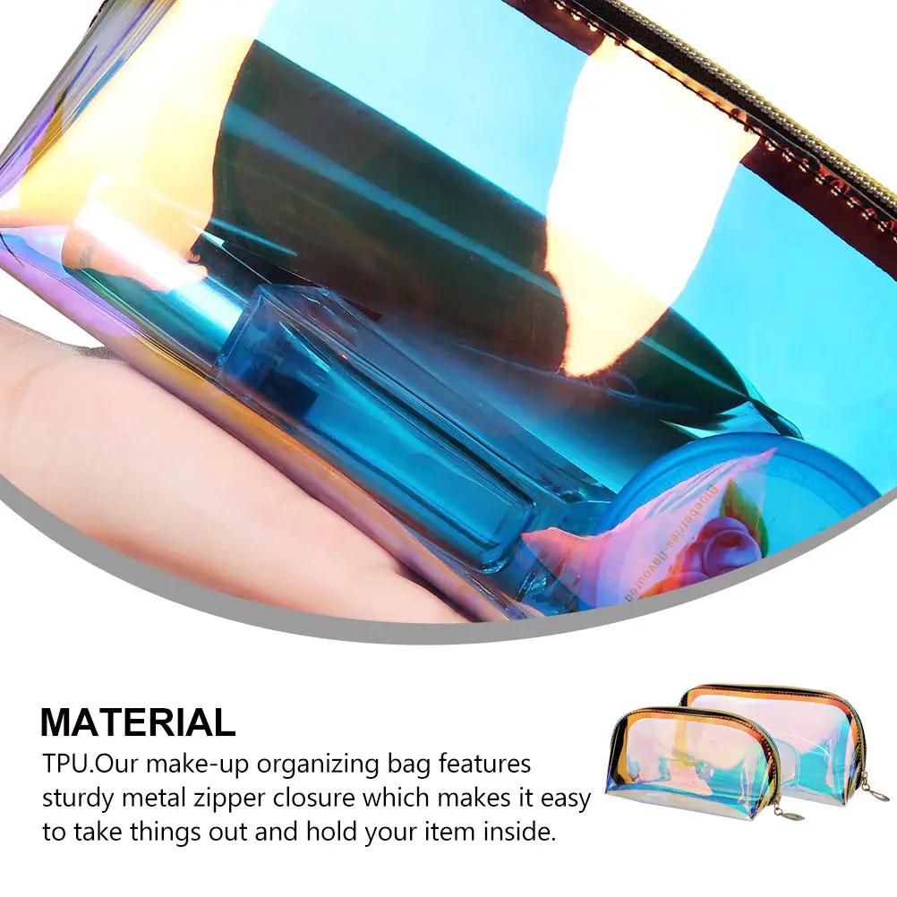 2Pcs Holographic Makeup Bag Fashion Travel Organizer Large Waterproof Tpu Toiletry Pouch Iridescent Clear
2Pcs Holographic Makeup Bag Fashion Travel Organizer Large Waterproof Tpu Toiletry Pouch Iridescent Clear