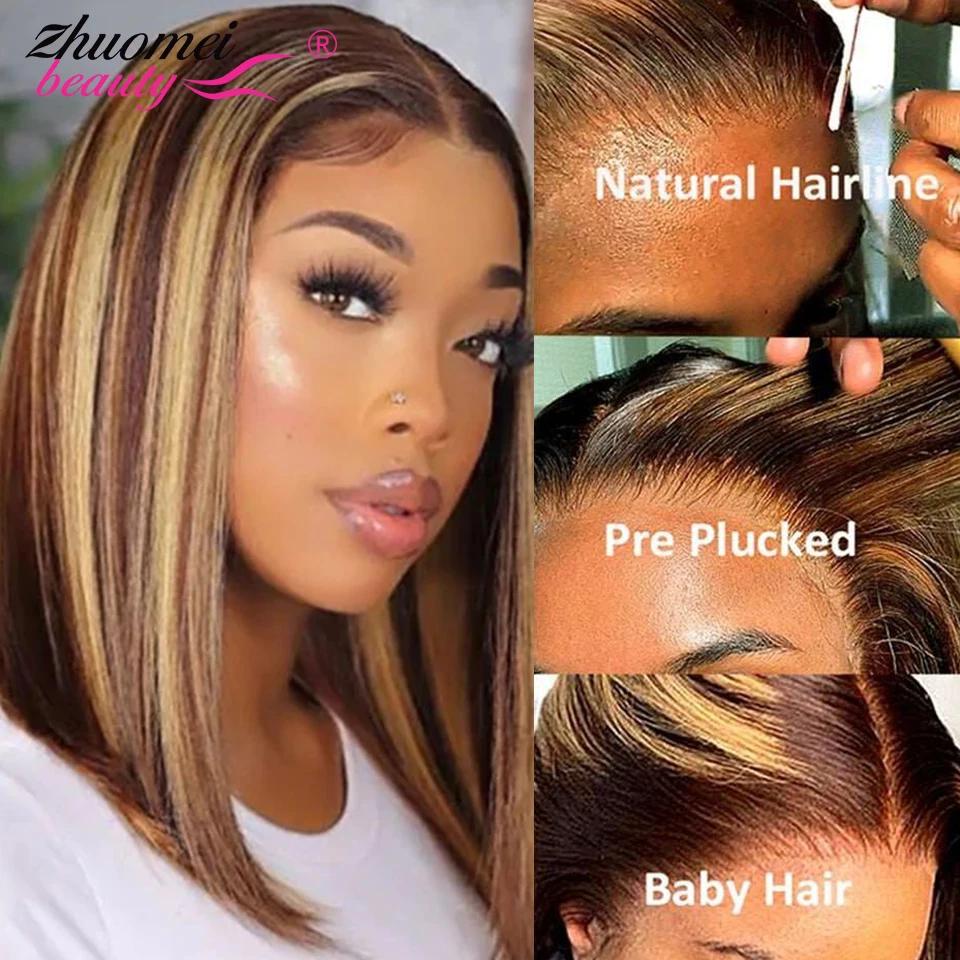 Highlight Wig Straight Short Bob Wigs HD 13X4 Lace Frontal Wig P4/27 Ombre Bone Straight Human Hair Wigs For Women T Part BobWig
Highlight Wig Straight Short Bob Wigs HD 13X4 Lace Frontal Wig P4/27 Ombre Bone Straight Human Hair Wigs For Women T Part BobWig