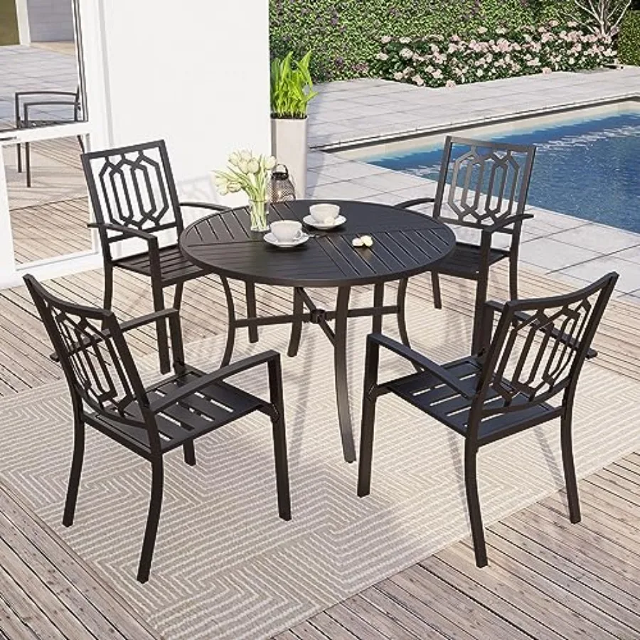 Round Patio Table and Chairs Set Outdoor Dining Set for 4 5 Piece Metal Patio Furniture 42 Black Table Geometry
Round Patio Table and Chairs Set Outdoor Dining Set for 4 5 Piece Metal Patio Furniture 42 Black Table Geometry