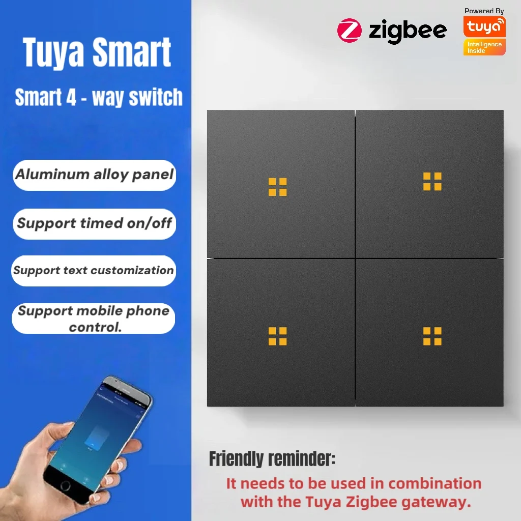 Лидер продаж Tuya M8 Zigbee Smart Switch 4-Gang панель из сплава таймер и управление через приложение умный дом
Лидер продаж Tuya M8 Zigbee Smart Switch 4-Gang панель из сплава таймер и управление через приложение умный дом