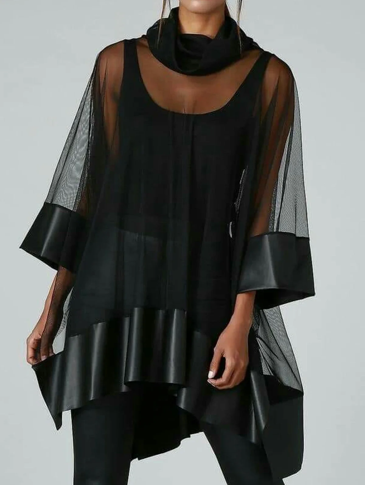 Spring New Women Irregular Shirt Cowl Neck See-through Patchwork Tops Loose Fit Turtleneck 3/4 Sleeve Irregular Casual Blouse
Spring New Women Irregular Shirt Cowl Neck See-through Patchwork Tops Loose Fit Turtleneck 3/4 Sleeve Irregular Casual Blouse