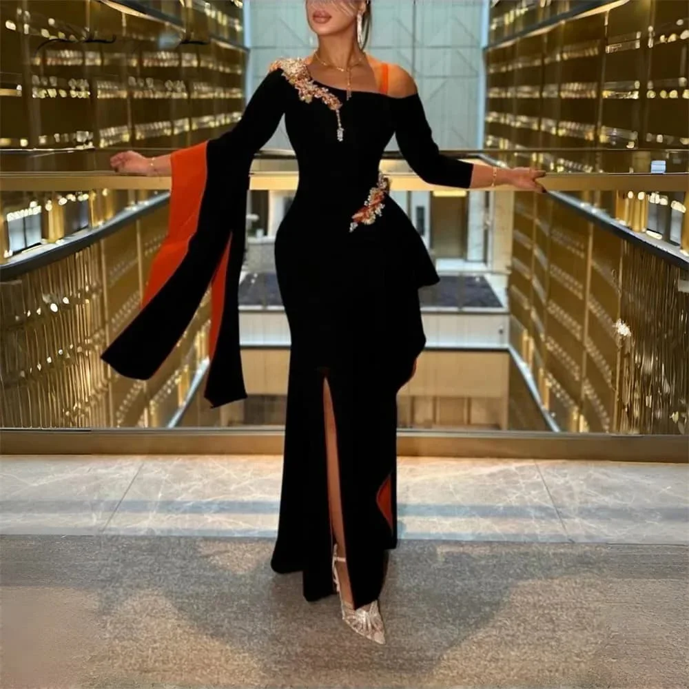 ML Elegant Black Beading Mermaid Evening Dress Women 2026 Long Sleeves Off The Shoulder Slit Prom Dress Party Gown Customized
ML Elegant Black Beading Mermaid Evening Dress Women 2026 Long Sleeves Off The Shoulder Slit Prom Dress Party Gown Customized