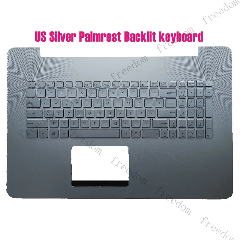 US Silver Palmrest Backlit Keyboard for ASUS N752V N752VX 90NB0AY1-R30300
US Silver Palmrest Backlit Keyboard for ASUS N752V N752VX 90NB0AY1-R30300