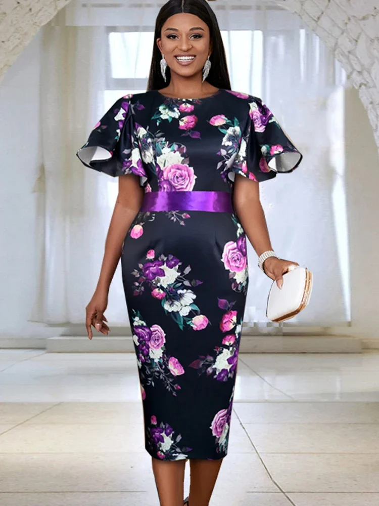 Black Midi Floral Dresses for Ladies Short Flare Sleeve Slim Fit Patchwork High Waist Printed Evening Cocktail Event Party Gowns
Black Midi Floral Dresses for Ladies Short Flare Sleeve Slim Fit Patchwork High Waist Printed Evening Cocktail Event Party Gowns