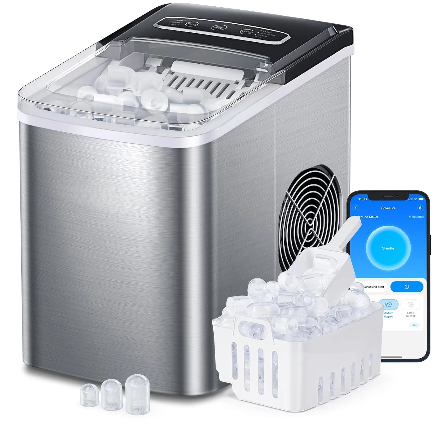 Smart Countertop Ice Makers, Portable Ice Maker Machine with Self-Cleaning, 6 Mins 9 Bullet Ice, 26lbs/24Hrs, Voice Remote·New
Smart Countertop Ice Makers, Portable Ice Maker Machine with Self-Cleaning, 6 Mins 9 Bullet Ice, 26lbs/24Hrs, Voice Remote·New
